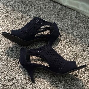 Women's Navy Peep-Toe Shoes